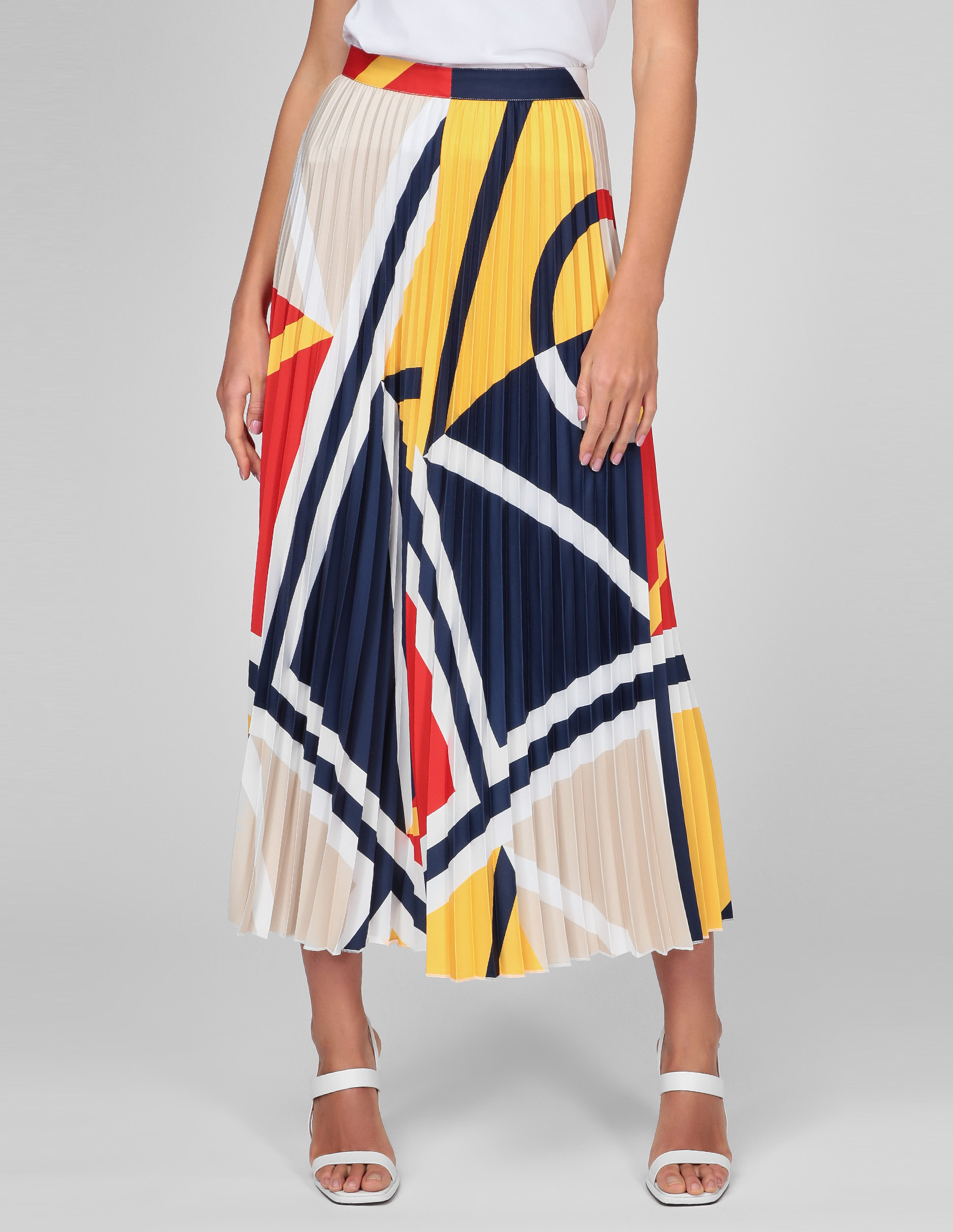 GANT WOMAN Colorblock  Iconic G φούστα ψηλόμεση με πλαινό φερμουάρ Midi 