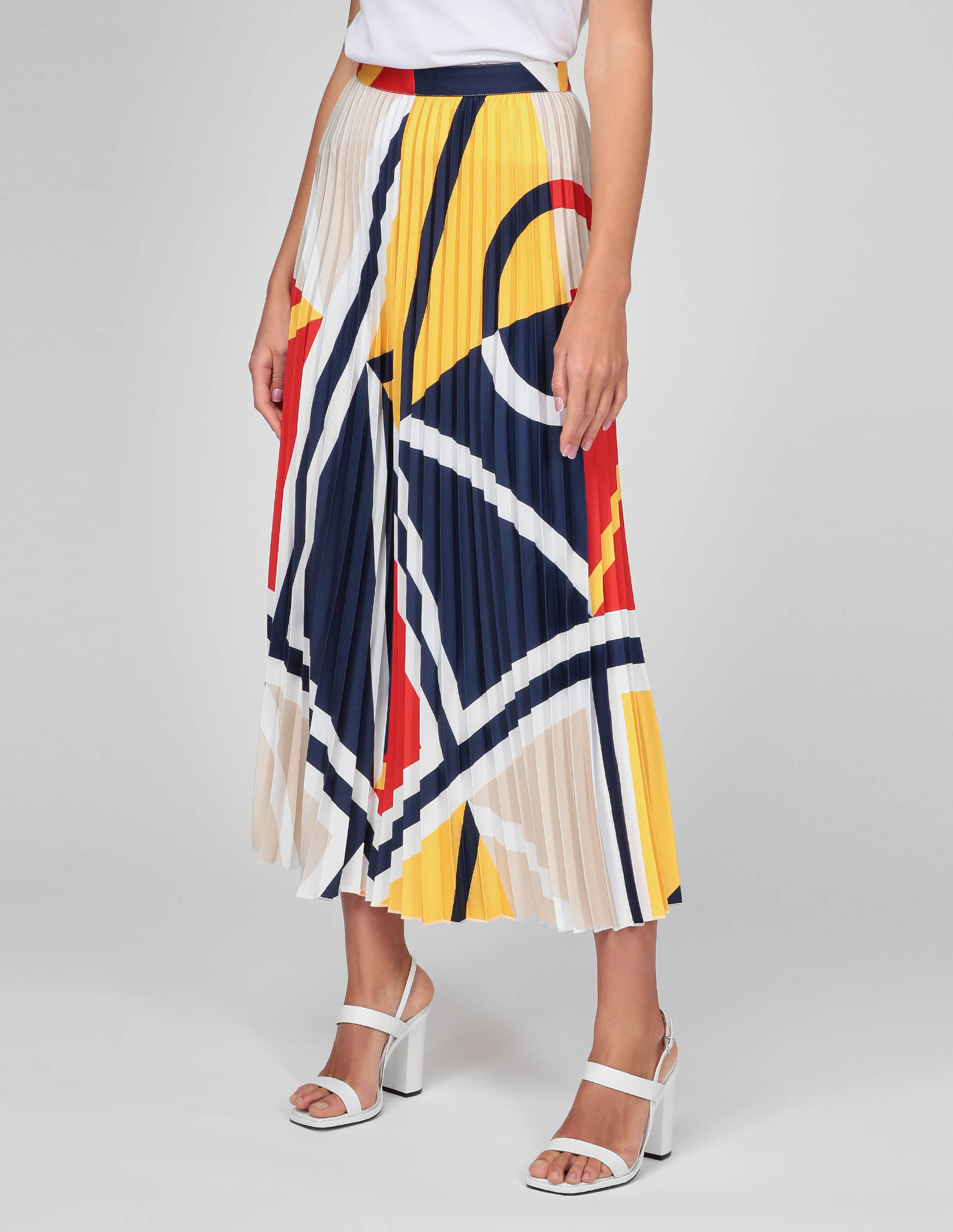 GANT WOMAN Colorblock  Iconic G φούστα ψηλόμεση με πλαινό φερμουάρ Midi 